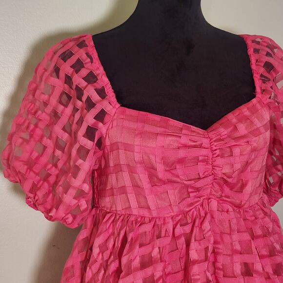 BAEVELY Pink Checkered Mini Sundress, Size Medium - Picture 7 of 14